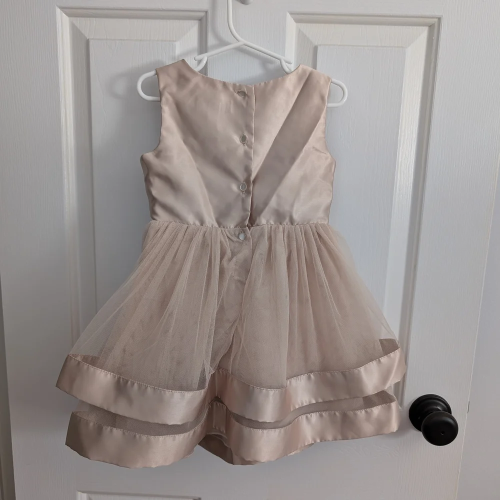 Speechless Champagne Layered Kids Dress with Bow Size 4